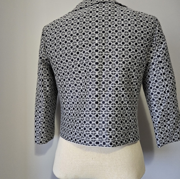 BANANA REPUBLIC Silk And Cotton Cropped Navy And White Jacket. Size 2 - Picture 6 of 12